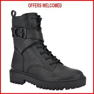 Women's Combat Boots with Side Zipper, Chunky Sole, Faux Leather